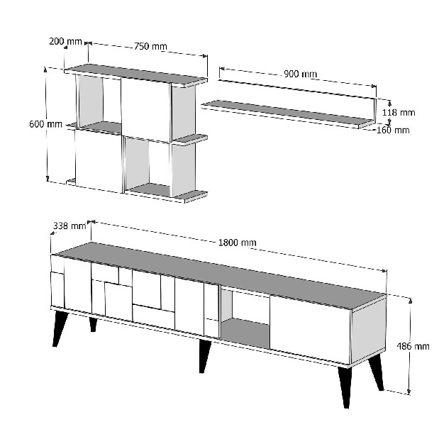 Mobilier living Madryt (Nuc + Negru)