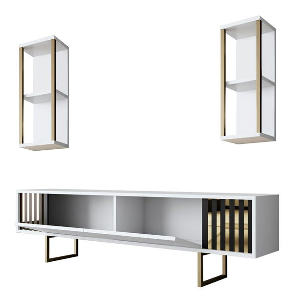 Set mobilier living Golden (alb + auriu)