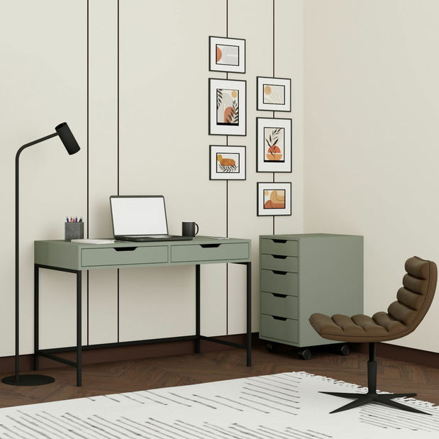 PC stolík s kancelárskym kontajnerom Worky (zelená)