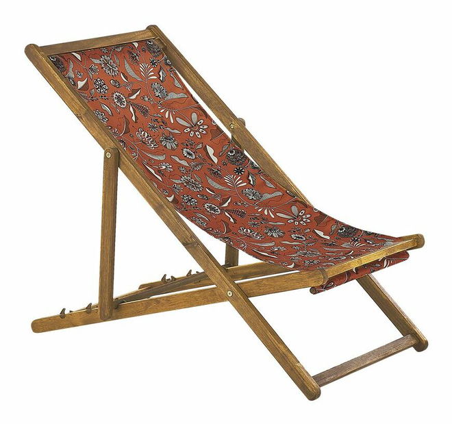 Set 2 vrtne ležaljke s rezervnim presvlakama Antio (svijetlo drvo akacije + crvena)