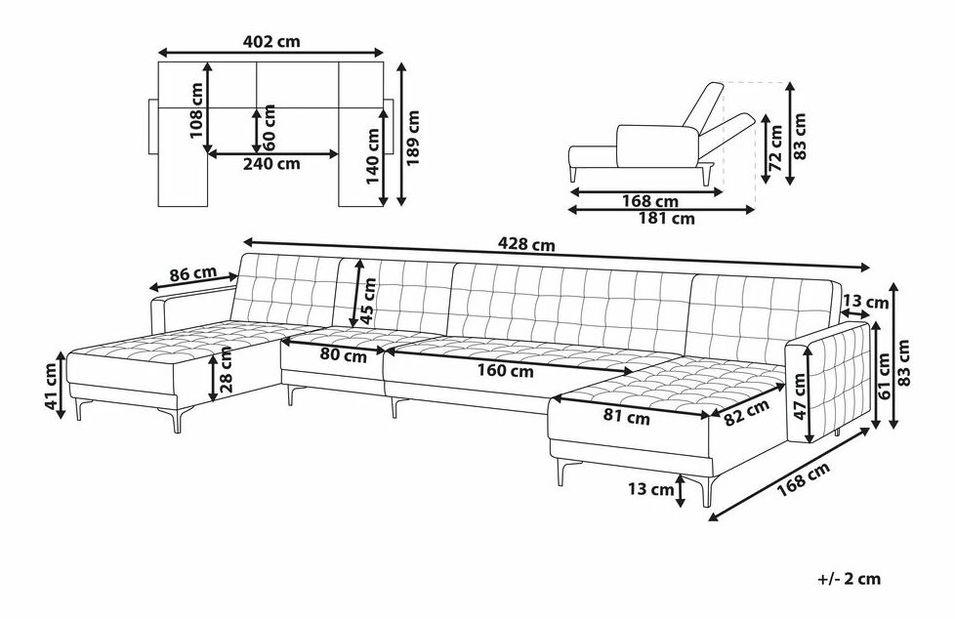 Rohová sedacia súprava U Aberde (ružová)