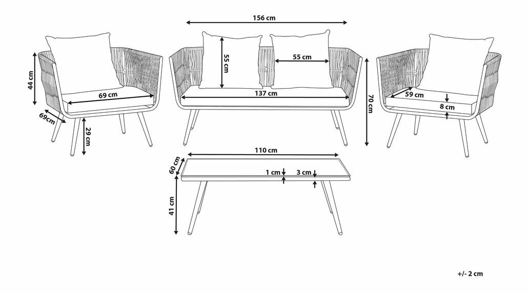 Garnitura za sjedenje Rege (grafit)