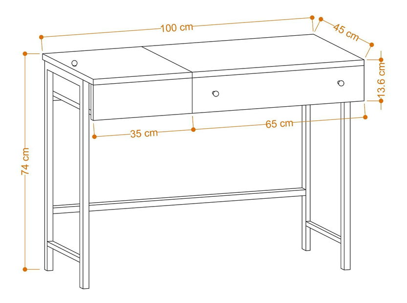 Masă PC Aliex 7 (stejar + negru)