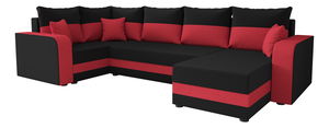 Rohová sedačka v tvare U Harmony Long (čierna + červená) (L)