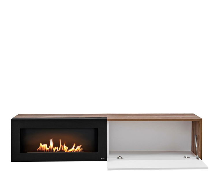 TV stolić/ormarić Dalton (hrast sterling + bijela mat) (s bio kaminom)