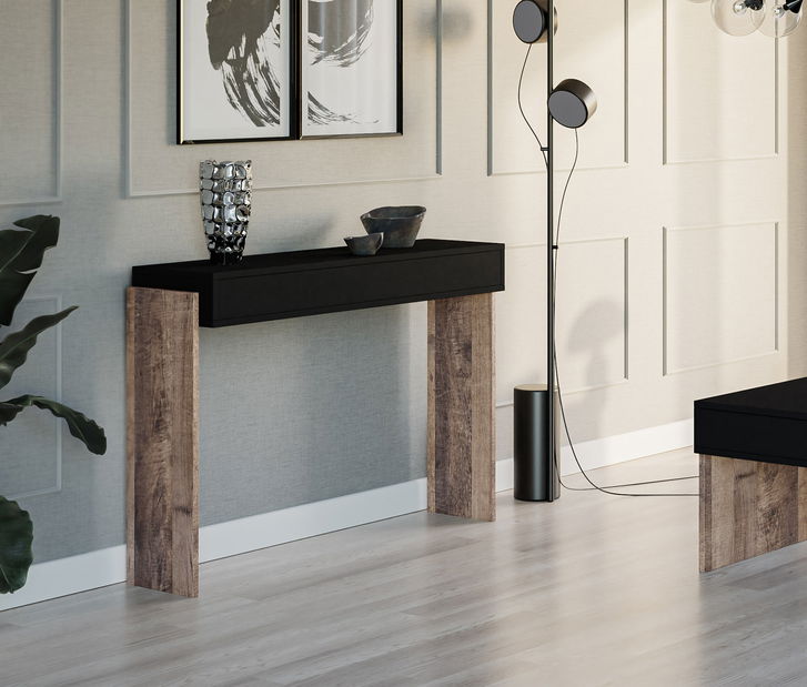 Măsuță consolă Zantra (Negru + Stejar colonial grange)