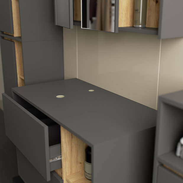 Set mobilier baie Vambos luxe (grafit + stejar artizanal)