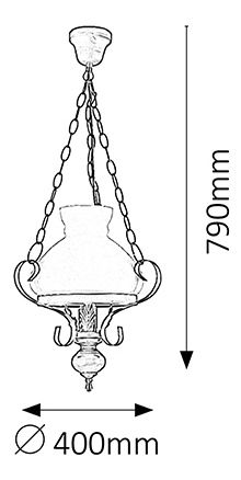 Viseća svjetiljka Petronel 7076 (crna mat + orah + opalno staklo)
