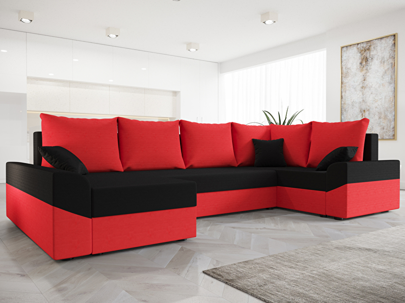 Sarok ülőgarnitúra Dusk Long (piros + fekete) (J)