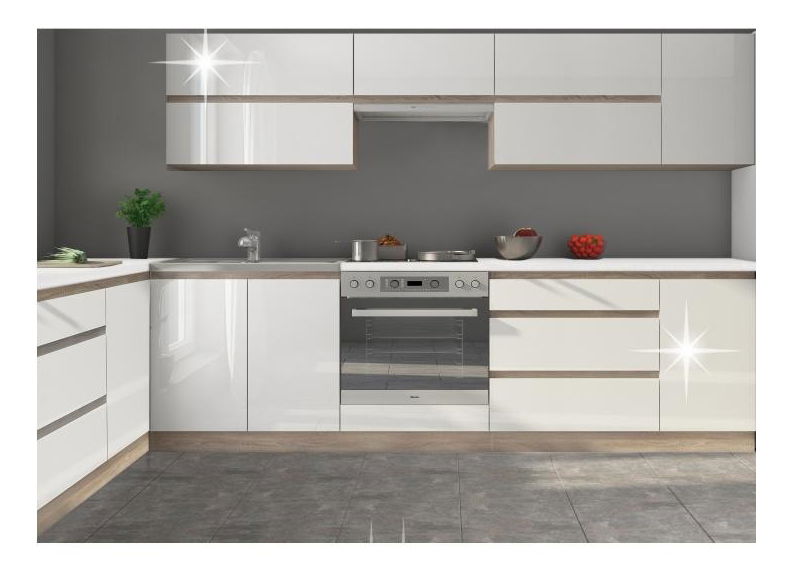 Konyha Lilouse 260 cm sonoma tölgy + extra magasfényű fehér