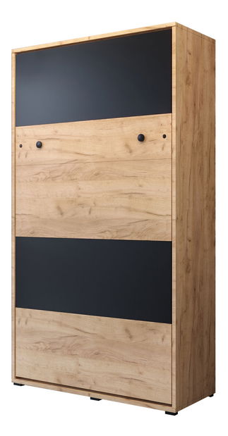 Sklápacia posteľ 120 Cassie (craft zlatý + čierna matná) (vertikálna) (s osvetlením)