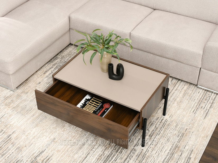 Dohányzóasztal Bertina M (bézs + fekete)