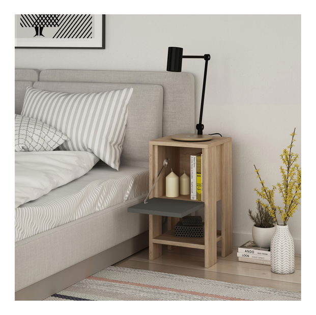 Nočný stolík Eirik (dub + antracit)