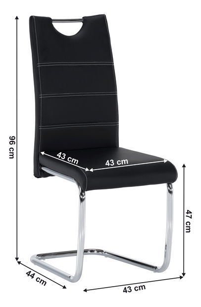 Blagovaonska stolica Abalia New (crna + krom) 