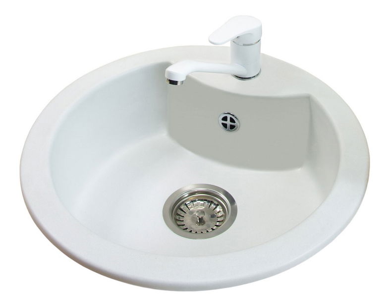 Chiuvetă de bucătărie Mellusa (alb) (fără orificiu pentru robinet)