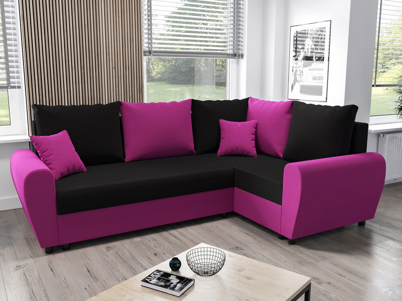Sarok ülőgarnitúra Fleur Plus (lila + fekete) (J)