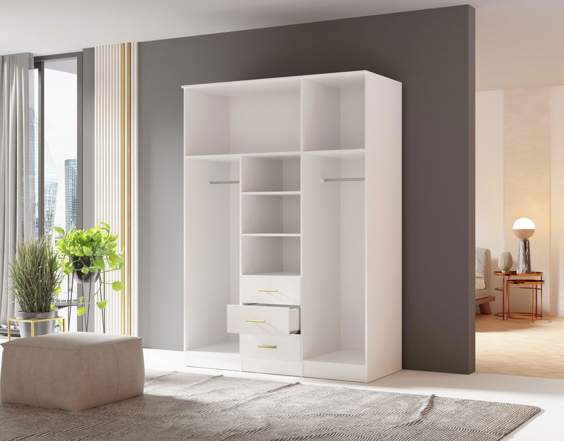 Šatníková skriňa Selforta 3D (biela) (so zrkadlom)