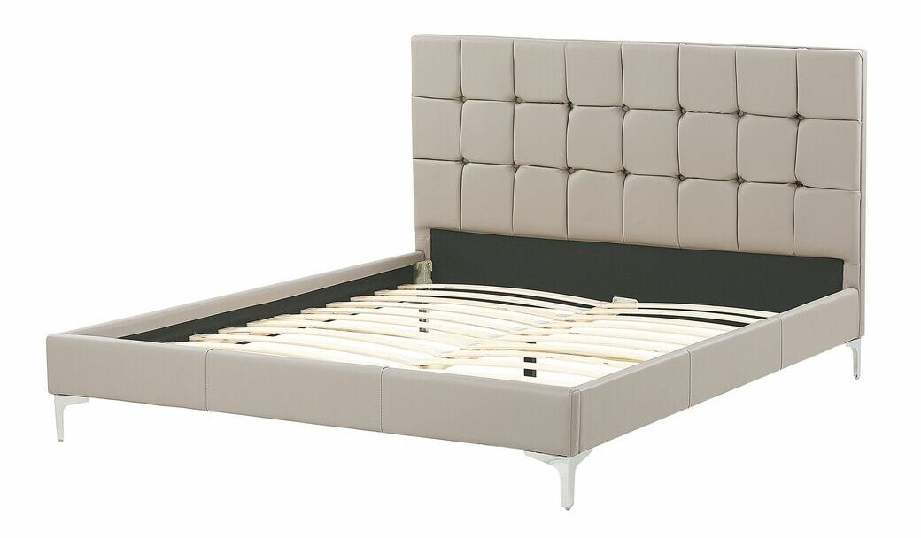 Manželská posteľ 140 cm AMART (sivá) (ekokoža) (s roštom)