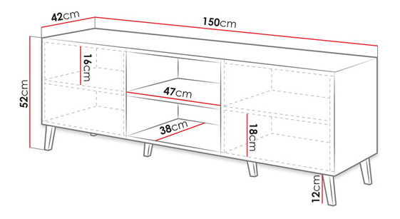 Masă TV Stellan-200 15b (alb + alb lucios)