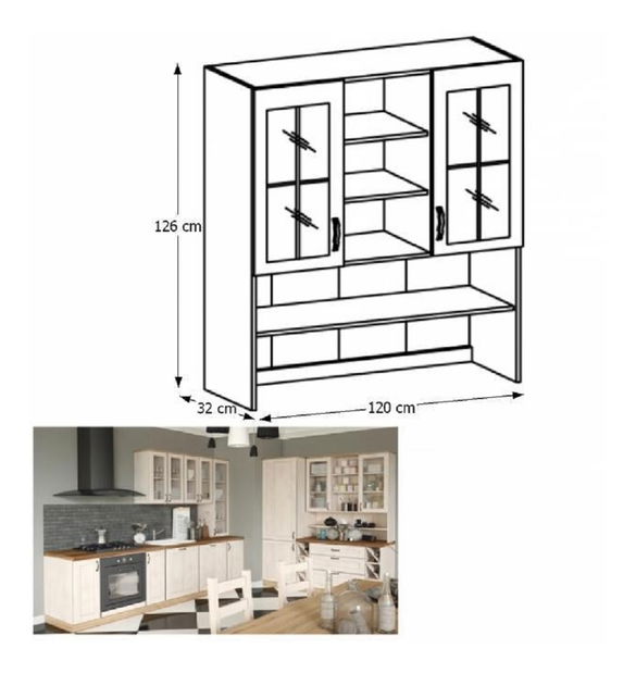 Konyhai vitrin (felépítmény) Regnar K120 