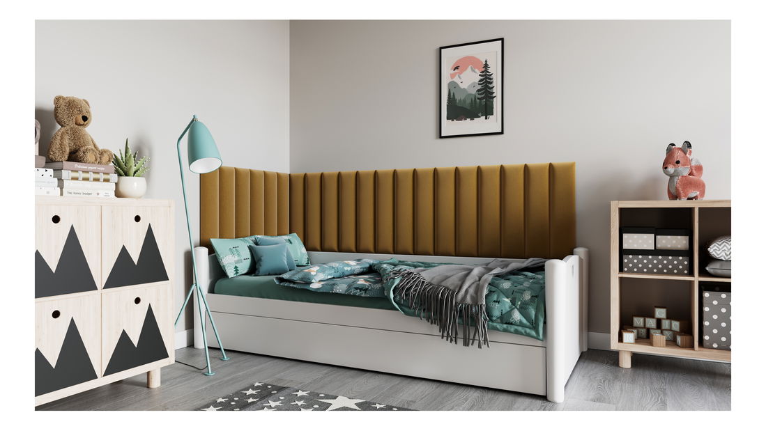 Set 20 čalúnených panelov Quadra 210x90x60 cm (horčicová)