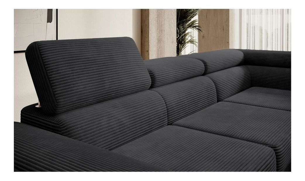 Sarokkanapé Stiletto (J) (fekete + ezüst)