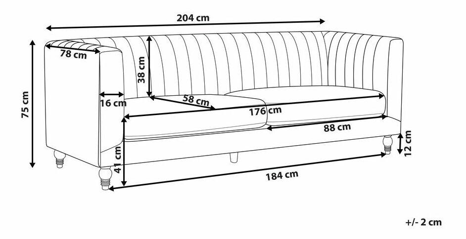 Háromszemélyes kanapé Arisaig (sötétszürke)