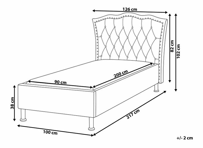 Jednostruki krevet 200 x 90 cm Metty (siva) (s podnicom)