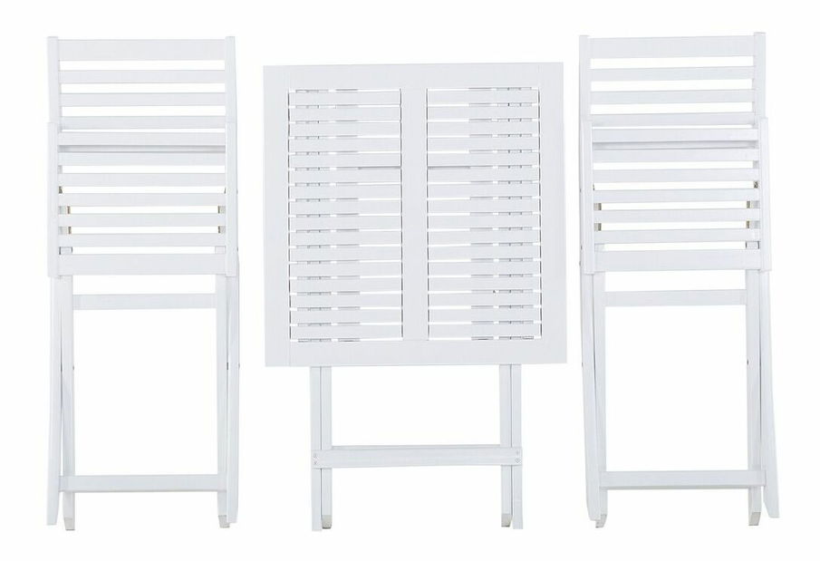 Bistro sada FIJI (masív) (biela) (s modrými vankúšmi)