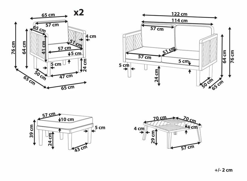 Záhradná zostava Blas (svetlé drevo + biela)