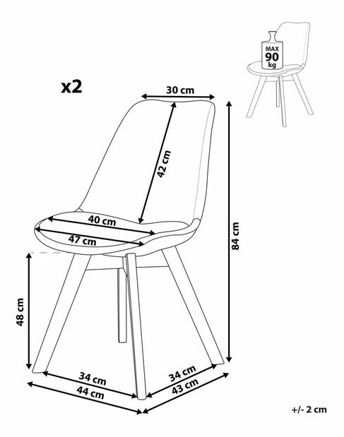 Set 2 buc. scaune pentru sufragerie DOHA II (plastic) (gri)
