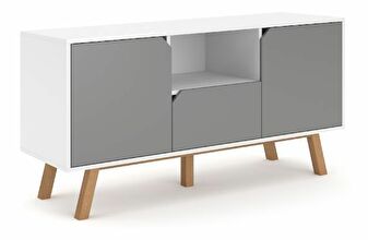 TV stolík/skrinka Tanuko (biela + sivá)