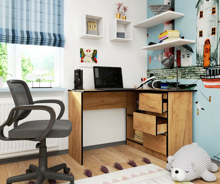 Masă PC de colț Bodhi (Stejar craft) (D)
