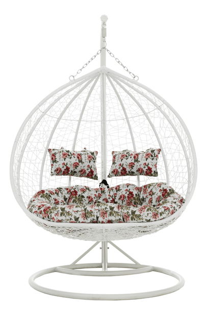 Závesné 2-kreslo Dali (biela + vzor kvety) *bazár