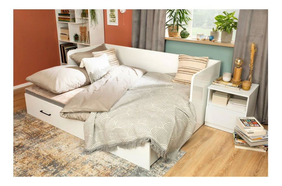 Jednolôžková rozkladacia posteľ 80 cm BRW Tetrix 13 (lesk biely) (s úl. priestorom)
