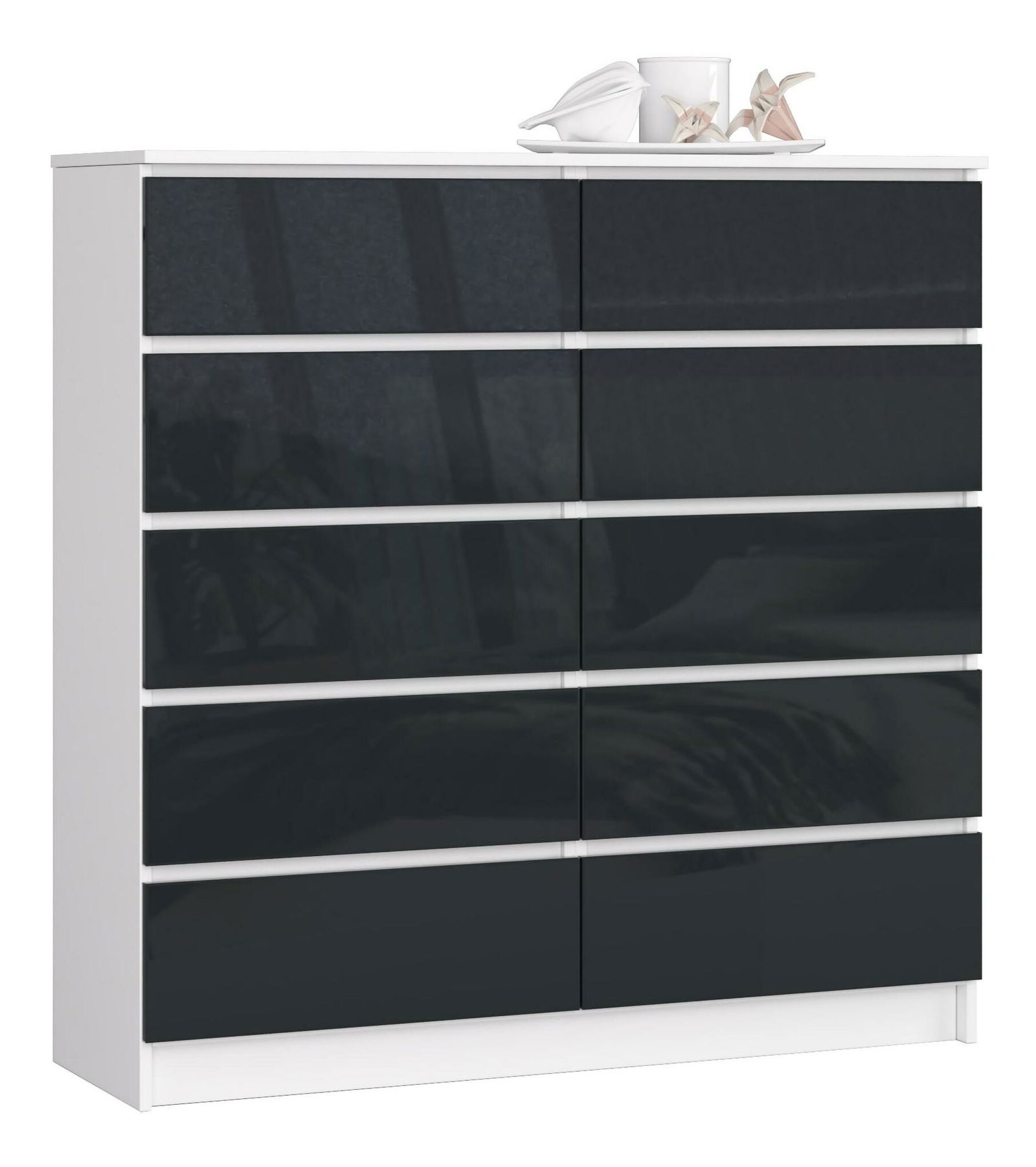 Komód Kapil III (fehér + fényes grafit)