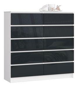 Comodă Kapil III (Alb + grafit lucios)