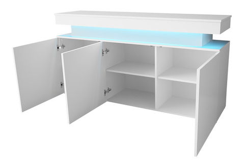 Dulap Lesteralo 3D 160 (alb + alb lucios) (cu iluminat LED) *vânzare stoc