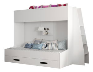 Pat pentru copii combinat 90 cm Puro 17 (alb mat + alb lucios + mânere negre)