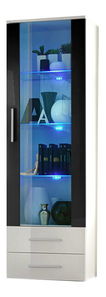 Vitrína Nelia 23 WWHSH N1 (biela + biely lesk + čierny lesk)