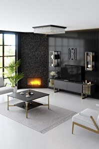 Mobilier living Golden (Antracit + Auriu)