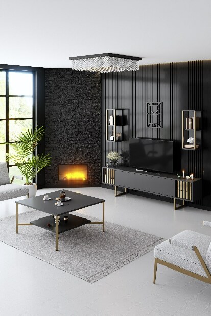 Mobilier living Golden (Antracit + Auriu)