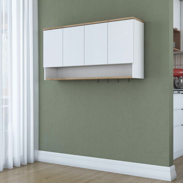 Dulap superior de bucătărie Jeano (nuc + alb)