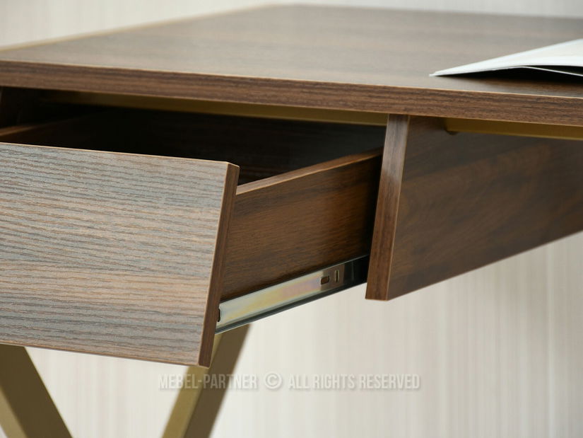 PC stolík Desiguo (orech + zlatá)