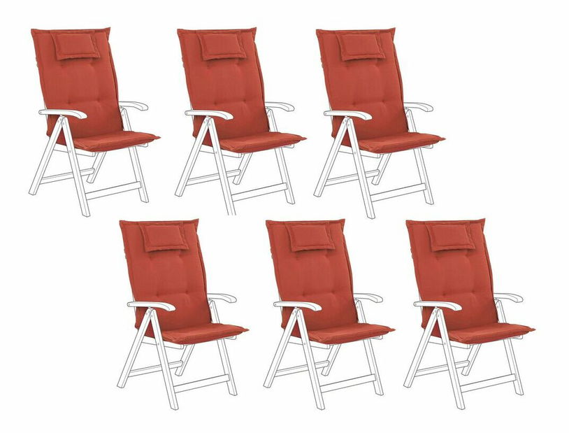 Sada 6 záhradných vankúšov Jana (červená)