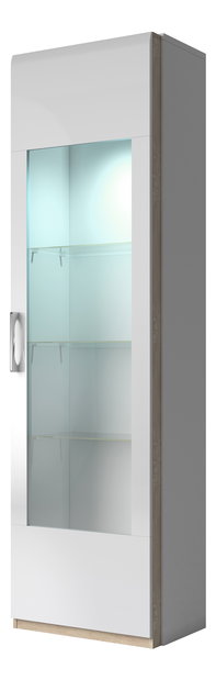 Vitrína Melia Typ 06 (biela + dub sonoma svetlá + biely vysoký lesk)