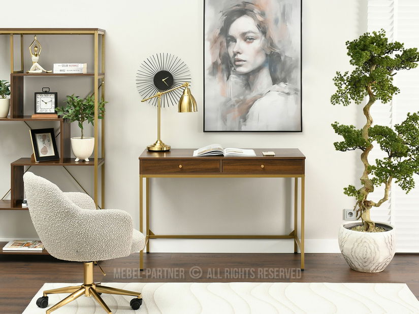 PC asztal Kaplan (dió + arany)