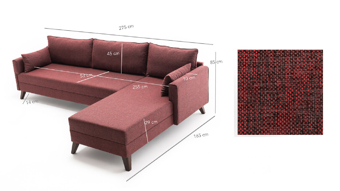 Sofa na razvlačenje Bellina 1 (bordo) (D)