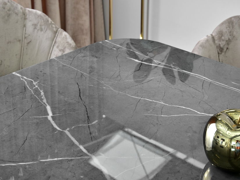 Masă de sufragerie Barno (gri + negru)