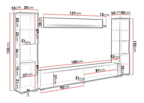 Mobilier living Nova XL (Stejar wotan) (fără iluminat)